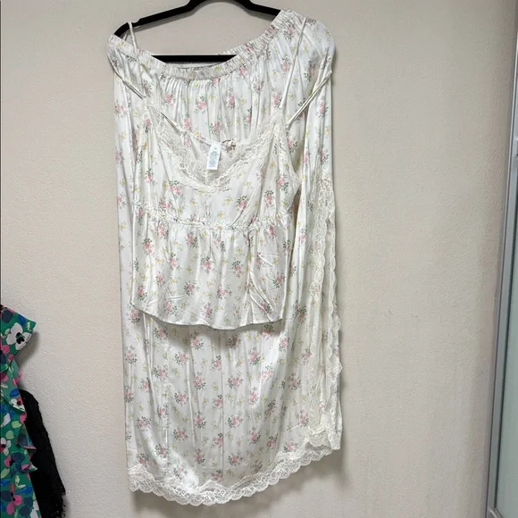 Aerie Floral Skirt Set - Cream and Pink - Picture 1 of 5